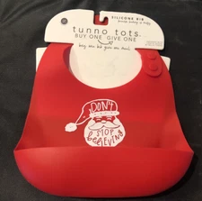 Santa Holiday Tunno Tots Silicone Roll Bib w/ Catch Pocket - Baby - Toddler NEW