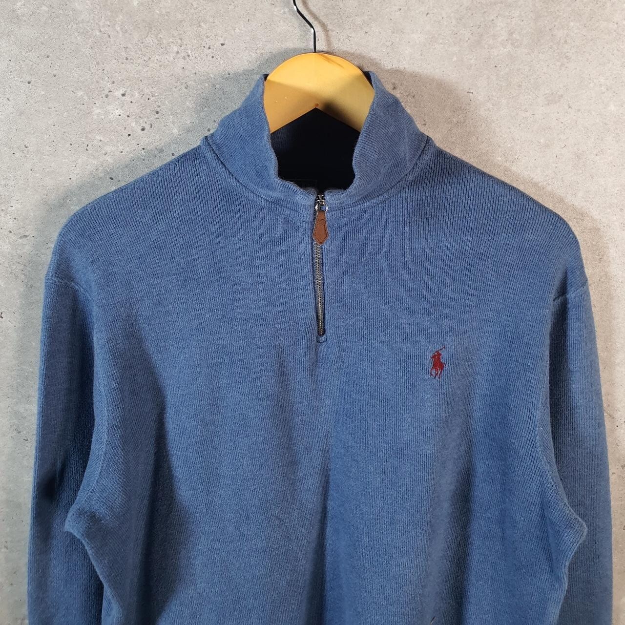 Polo Ralph Lauren vintage 1 4 zip felpa uomo blu medio pullover pony