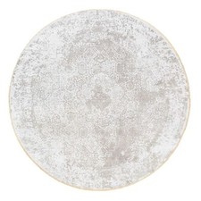 10' x 10' Round Grey Broken Farsian Design WoolSilk Hand Knotted Rug R62368