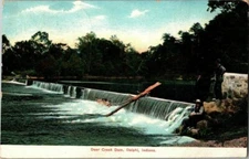 1908. DEER CREEK DAM. DELPHI, IND. POSTCARD t12