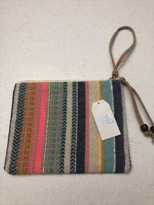 Time and Tru Woven Striped Women's  Pouch  Wristlet New