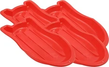4 Pack Toboggan Snow Sled for Kids and Adults w/ Pull Ropes & Handles, 37" Red