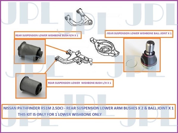 Heck Unteren Querlenker Buchsen + Kugelgelenk FüR Nissan Pathfinder 2.5Dci - R51-image