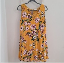 Altar'd State dress womens Medium Yellow floral sleeveless shift