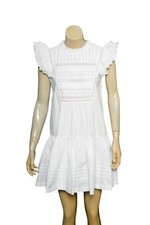 Sundry Flutter Sleeve Mini Dress S 1 Women's Casual Eyelet White Short NEW 36106