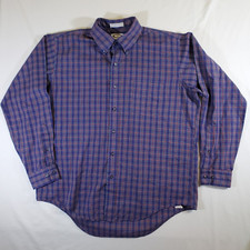 Arrow Paddock Club Blue Red Plaid ACTWU Union Made VTG 80s 90s 17-35 Dress Shirt