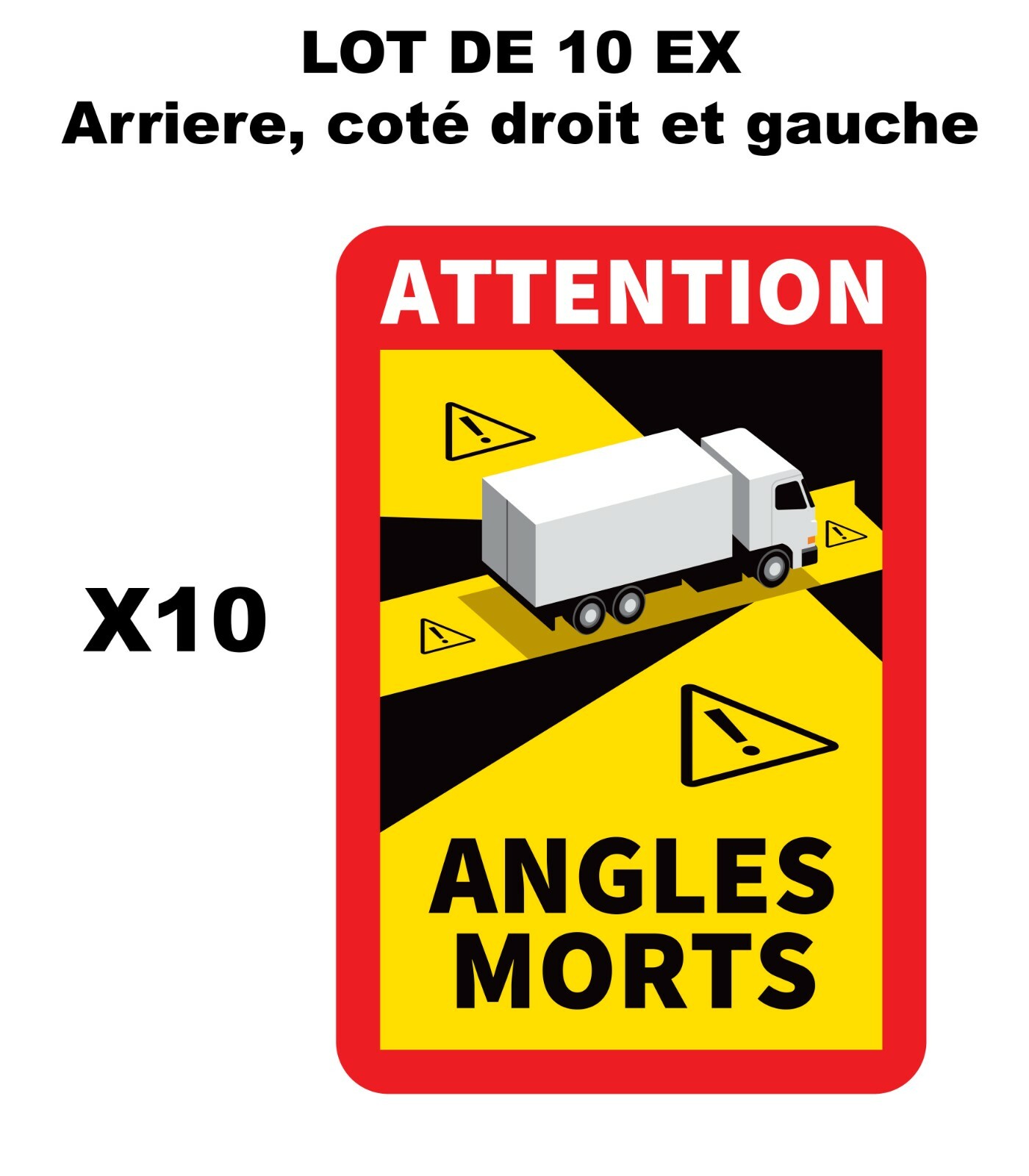 Autocollant angles morts camion et bus lot de 10 stickers de sécurité routière réglementaire