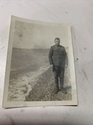 Vintage 1919 WW1 Nice France American Soldier On Beach Photo 2x3 | eBay