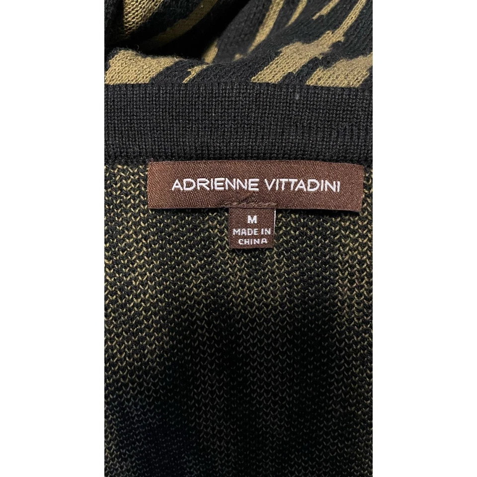 Cardigã longo Adrienne Vittadini verde preto estampa de animais tamanho: M - Imagem 4 de 4