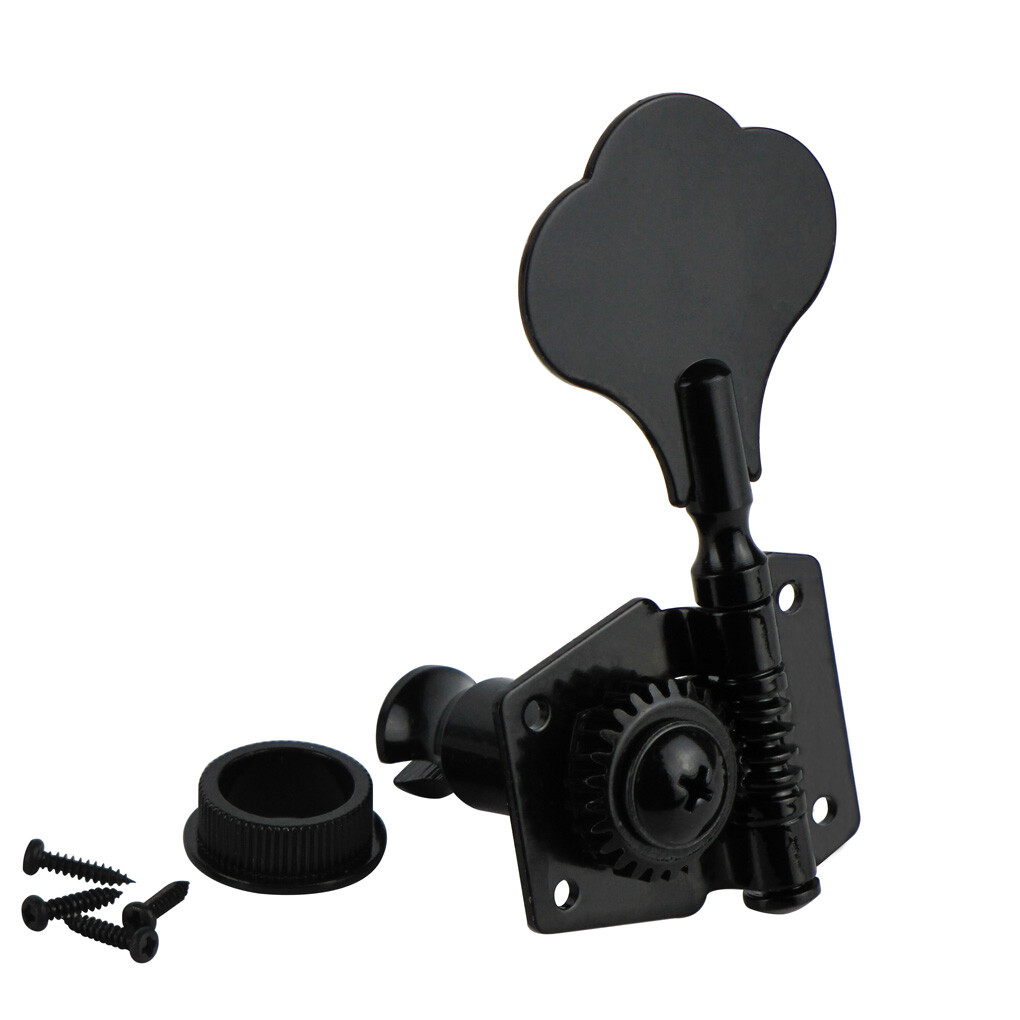Set 1L Electric Bass Tuning Peg Machine Head Tuners Black Color Open