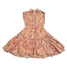 Poupette St Barth Trinity Pink Mini Floral Dress V-Neck Size Small