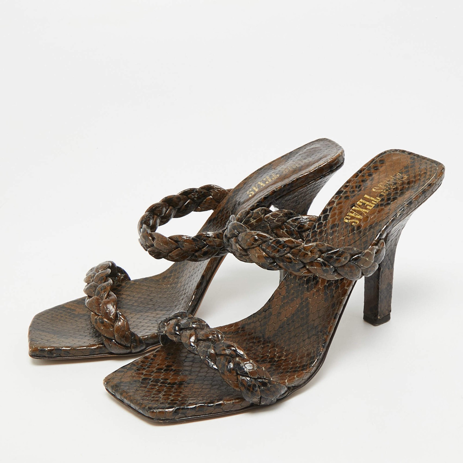Paris Texas Size 36 Brown Python Embossed Leather… - image 2