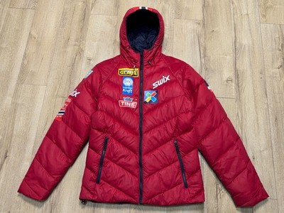 Mens Swix Norway Skipool Alpine Racing Ski Team Down Jacket Puffer Size M