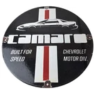 Vintage Chevrolet Sign - Camaro Speed Automobile Motors Gas Pump Porcelain Sign