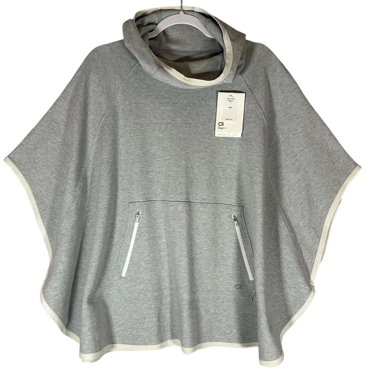 GapFit NWT Knit Performance Poncho XS/S Heather Gray Hooded Pullover OVERSIZED