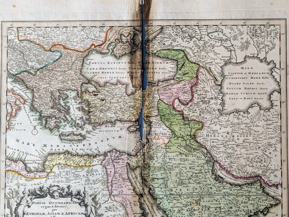 Mapa antiguo Portae Otomanoicae Imperio Otomano Arabia c.1718 por Weigel Foto 3 de 4