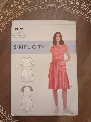 SIMPLICITY Sewing Pattern S9136 Misses' DRESS size 6-8-10-12-14 UC/FF