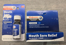 2x Walgreens Mouth Sore Pain Relief Gel Liquid - Comp. to Orajel 3x Blistex