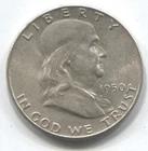 1950- FRANKLIN HALF DOLLAR-90% SILVER- LOT # 322
