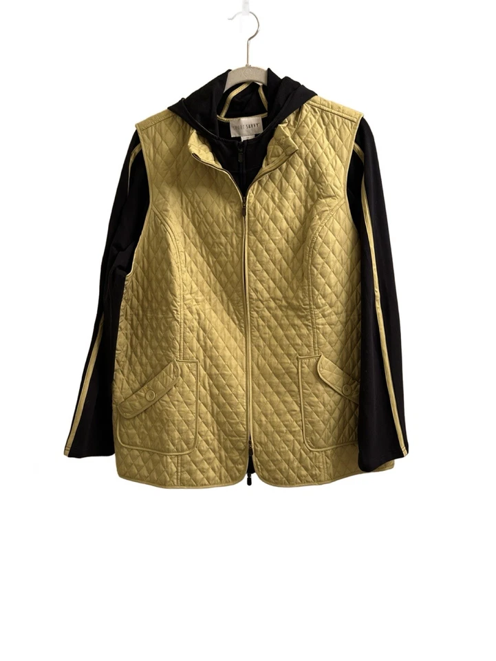 Chaleco acolchado verde Sport Savvy para mujer cremallera completa con bolsillos Foto 3 de 4