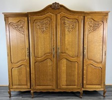 Wardrobe Vintage French Louis XVI Style Oak Four Door Carved Armoire LOT 4811