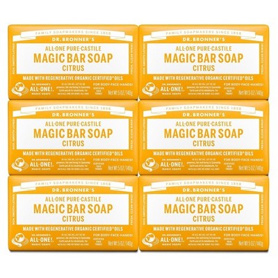 Dr. Bronner's Pure-Castile Bar Soap, Citrus 5oz   *****VALUE 6 PACK*******