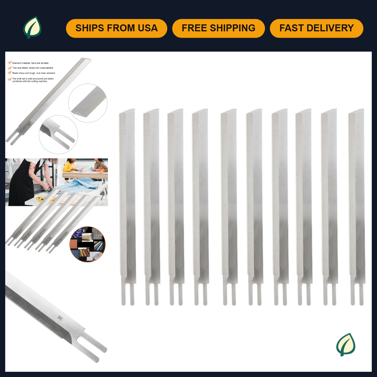 Professional Fabric Cutter - 12PCS Steel Blades, 8in Straight Cutting Machine fo