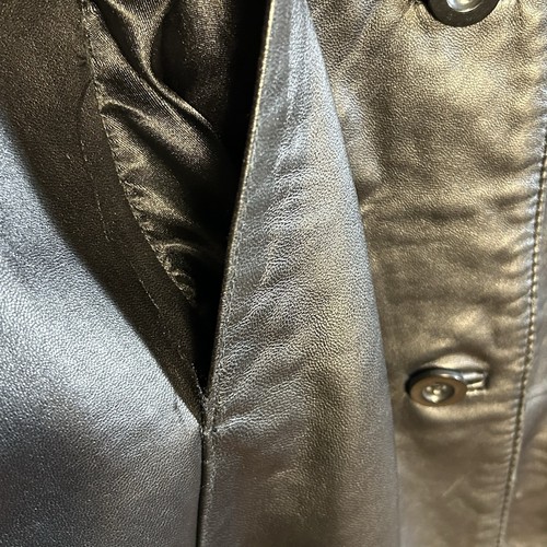 Centigrade Leather Trench Coat Zip Out Lining Black Button Up Womens Size L - Picture 7 of 13
