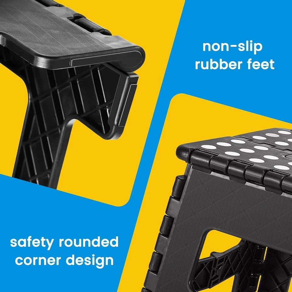 1-2PC Folding Step Stool Plastic Foldable Stools Non-Slip Portable 9" 11" 13" - Image 2 of 4