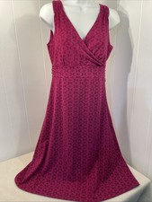 Eddie Bauer Women's Dark Pink Purple Crossover Waist Dress Size Small Bust- 34