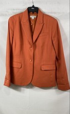 Pendleton Women's Blazer Orange Rust 100 Virgin Wool Notch Lapel Jacket Sz 12