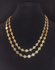 Rare Gold Plated Antique French Georgian AMOI (Love) Necklace with Flower Links