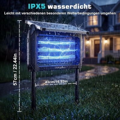 Elektrischer Mückenvernichter Solar   12h Dauerbetrieb, UV, IPX5 wasserdicht