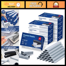 50000 Standard Staples for Desktop Staplers, 1/4" Length, 10 Boxes of 5000