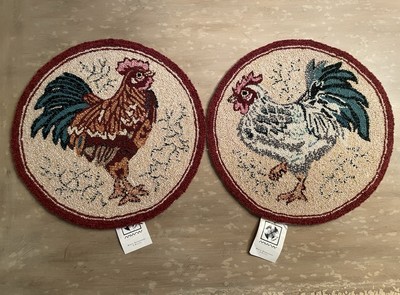 Needlepoint Tapestry Chicken Hen Rooster Chair Seat Covers Placemats