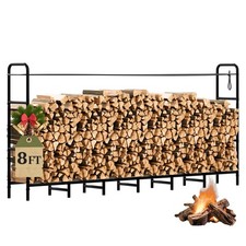 Firewood Rack 8FT Heavy Duty Metal, Outdoor Indoor Log Holder Stand for Firep...