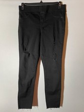 Old Navy Black Distressd Rockstar Super Skinny Mid-Rise Raw Hem Jegging Jeans 10