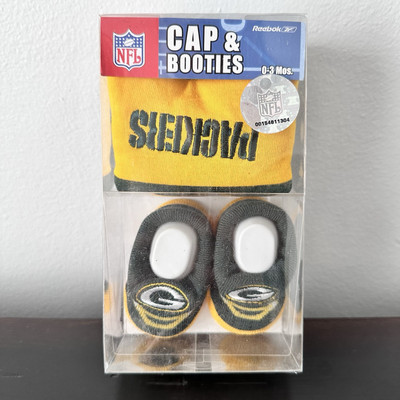 Baby Green Bay Packers NFL cap & booties Set Size 0-3 Months Reebok Vintage