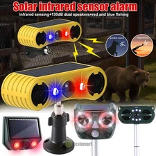Solar Motion Sensor Alarm Emits Loud 2*130db Ultrasonic Siren 13 Sound Alarm
