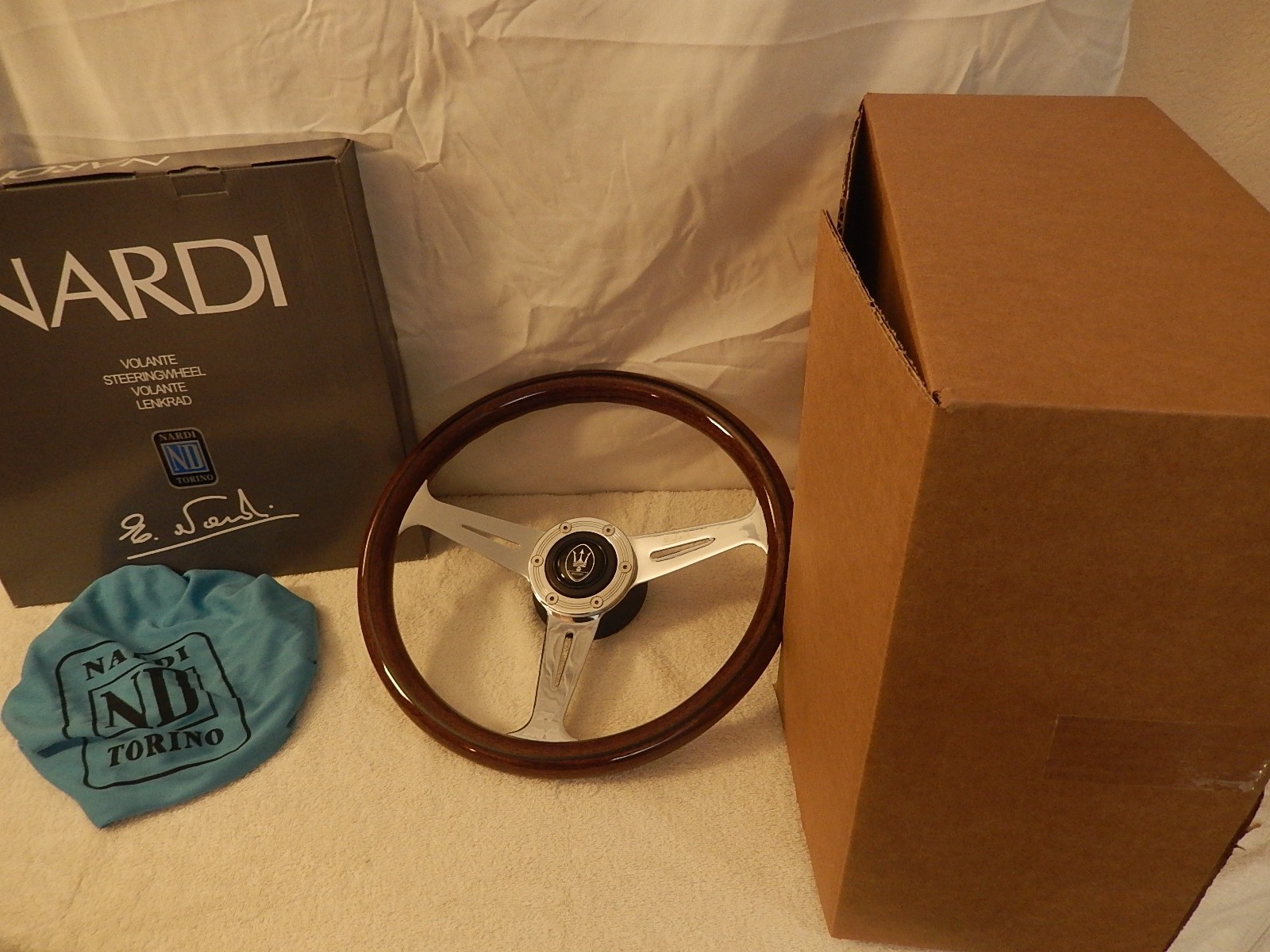 Maserati Biturbo NARDI ND Classic Steering Wheel Kit 355mm Chrome Wood   NEW