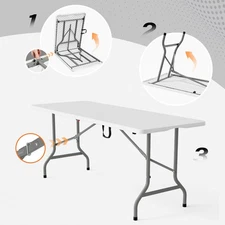Folding 6 FT Portable Handle In/Outdoor Collapsible Plastic Long Table Party