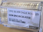 1 oz Silver Eagle 20 Coins 1992 NGC ROLL BU 🦅  CLEAR NGC TUBE (GEM)