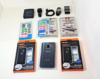Excellent Samsung Galaxy S9+ SM-G965U (Unlocked) Coral Blue Smartphone + Extras