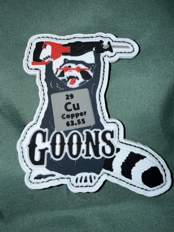 Copper Goon Raccoon Tactical Morale PVC Patch Hook Back