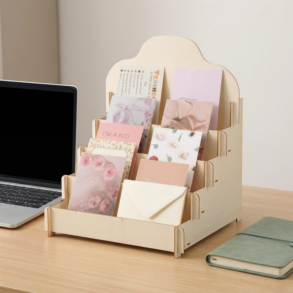 Wooden Display Stand For Greeting Cards Posters And Postcards Tiered ...