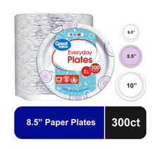 Great Value Disposable Paper Plates, 8.5", 300 Count