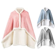 Blanket Shawl Button-Style Warm Poncho Wearable Throw Blanket for Women