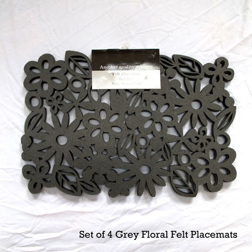 Set of 4 - Table FELT Accessories - Placemats, Coasters - RED GREEN GREY WHITE - Picture 3 of 13