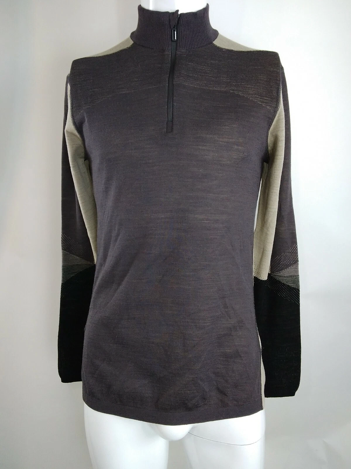 SmartWool Men Intraknit Thermal Merino Colorblock Zip Top Shale Medium 16454-K30