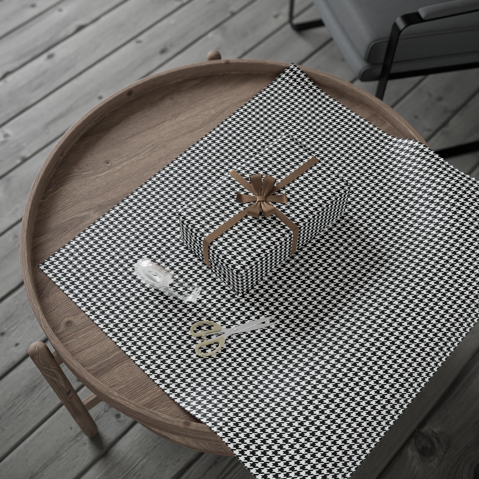 Chic Houndstooth Wrapping Paper Roll, Stylish Gift Wrap, Birthday, Holiday,